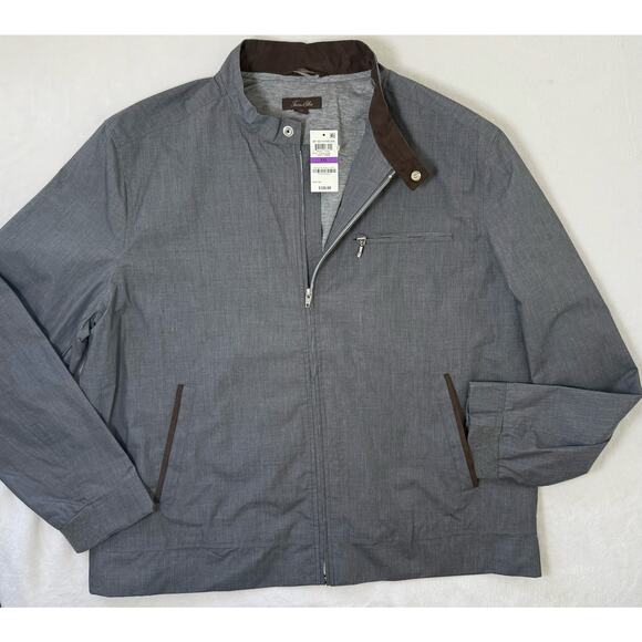 NEW Sz XXL Tasso Elba Bomber Jacket Windbreaker Lightweight Rain Coat Gray - Picture 1 of 9